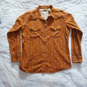 Wrangler‎ Womens Orange Southwest Geometric Print Long Sleeve Western Shirt M